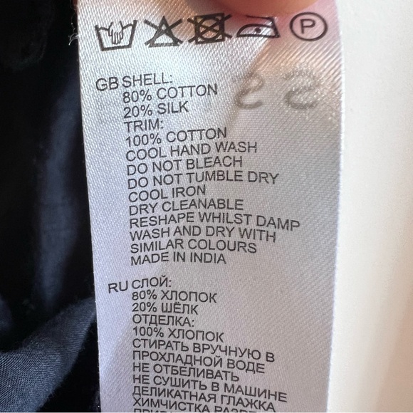 Reiss silk blend navy embroidered ruffle lightweight blouse. - Picture 15 of 16